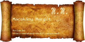 Macskásy Margit névjegykártya